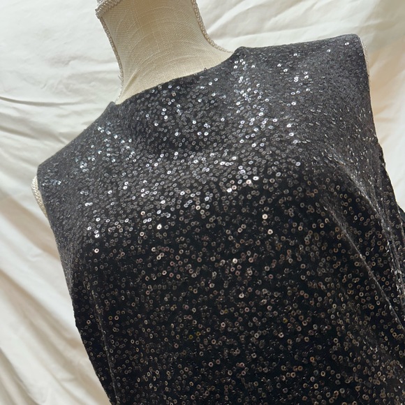 NWT Zara Sequin Black Velvet Mini Dress Size Large - Picture 5 of 14